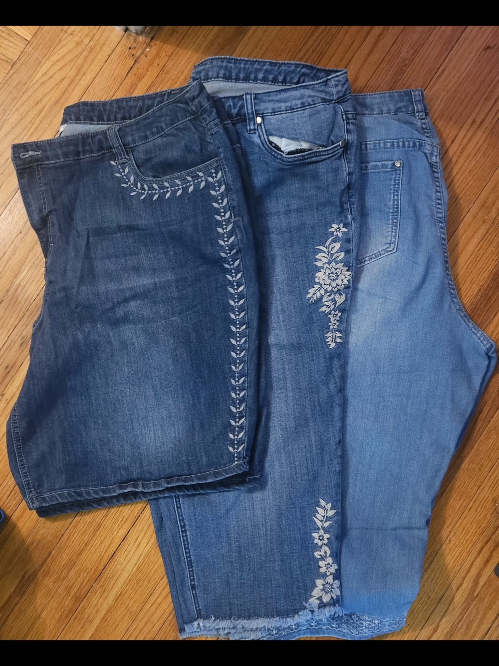 CJ Banks Blue Embroidered Straight Leg Jeans